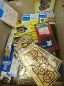 Box containing mixed railway accessories