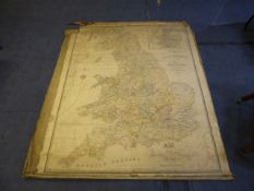 Large School Map of Inland Navigation of Great Britain Dated 1830