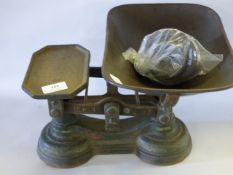 set of kitchen scales and weights
