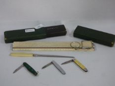 Boxed Slide Rule and Pen Knives