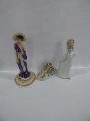 Three figurines, one capo de monte, Nao etc