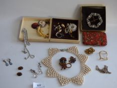 Tray containing assorted costume jewelry