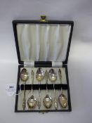 cased set of 6 silver tea spoons 55 grams