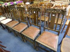 Set of 4 High Backed Oak Dining Chairs