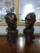 Pair of African Carved Busts