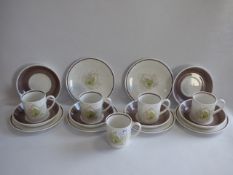 Susie Cooper Bone China Coffee set comprising of 5 Cups,6 saucersand 6 side plates