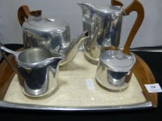 Four Piece Piquot Tea Set on Tray