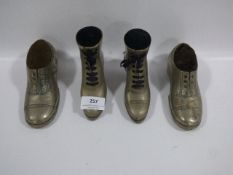 Two pairs of Edwardian shoe pin cushions