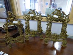 3 Brass Photo Frames