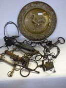 bridal horse related metal ware & with animal trap