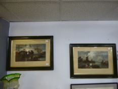 Pair of Prints Moonlight on the River and Moon Rise in October