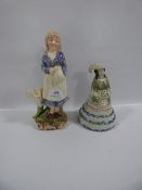 Pottery money box as lady etc