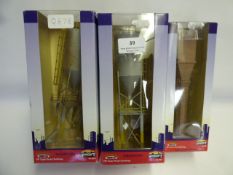 3 Bachmann 00 scale buildings including 2 silos and a boiler house chimney
