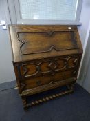 Oak Carved Buraeu with Barley Twist Leg