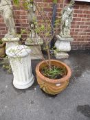 Terracotta Planter and a Cast Concrete Plinth