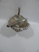 Silver plated nut dish with silver handled cake knife