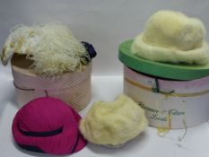 2 White Mink Hats and 2 others