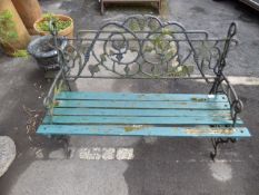 Cast Iron Garden Bench with Wood Slat Seat