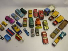 Tray containing assorted play worn dycast vehicles