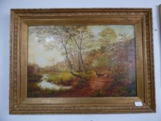 Woodland Oil Painting in Gilt Frame