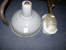 Large metal lampshade and bulkhead