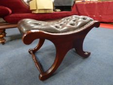 Mahogany Leather Button Backed Foot Stool
