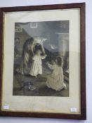 Oak Framed Edwardian Print of Children