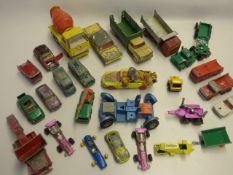 Tray containing assorted play worn dycast vehicles