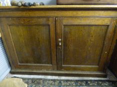 Oak School Cabinet with Brass Furniture