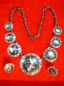 silver and enamel Asian necklace