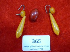A pair of amber earrings etc