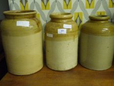3 Salt Glazed Brown Jars