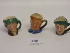 3 Miniature Royal Doulton Character Jugs