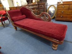 Upholstered Mahogany Chaise Lounge