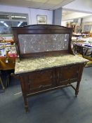 Oak Dressing Table with Mirror and Matching Wash Stand
