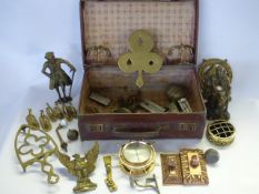 suitcase containing brass etc