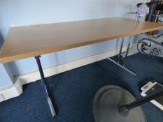 *Aluminium table with light oak finish on chrome stand