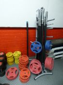 *Set of bodymax and jordan weights and bars comprising of 30 at 1.25kg, 7 at 2.5kg, 22 at 5kg