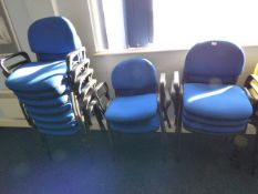 *12 Blue stackable chairs with arms