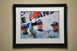 SIGNED PRINT ASTON MARTIN LMP DRIVERS H=46CM X W=5