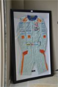H. PRIMAT ASTON MARTIN RACE SUIT FRAMED H=127CM X
