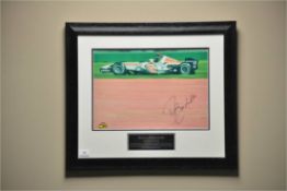 RUBENS BARRICHELLO SIGNED PRINT 2006 H=53CM X W=61