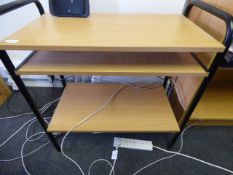 *Tubular framed computer table in light beach and black finish