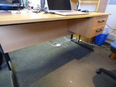 *Single pedestal desk in light beach and black finish