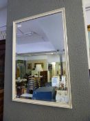 White and gilt framed bevel glass mirror