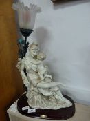 Table lamp in the form of a lady figurine and child
