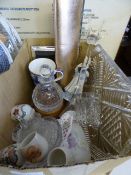 Box of assorted decorative glassware, porcelain items, etc