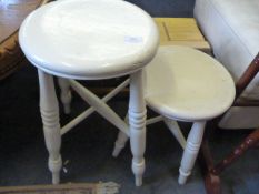 Two painted kitchen stools