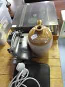 Mixed lot containing; record player, early projector and cine camera ,earthenware jug