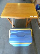 Folding beech table and an ice box